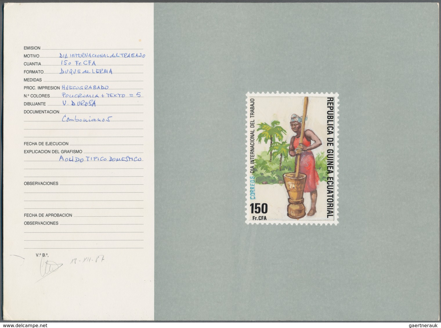Äquatorialguinea: 1990 Circa. Thirteen Original Sketches And Proofs From The Spanish Royal Mint, Som - Guinea Ecuatorial
