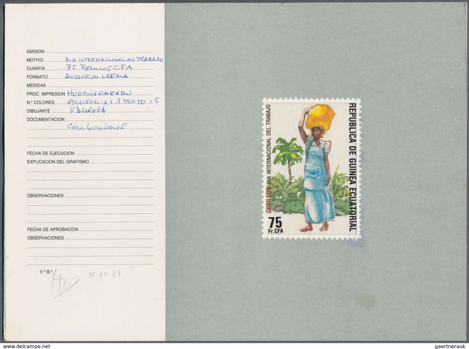 Äquatorialguinea: 1990 Circa. Thirteen Original Sketches And Proofs From The Spanish Royal Mint, Som - Guinea Ecuatorial