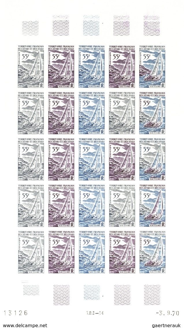 Afar Und Issa: 1969/1977, IMPERFORATE COLOUR PROOFS, MNH Collection Of 52 Complete Sheets (=1.200 Pr - Sonstige & Ohne Zuordnung