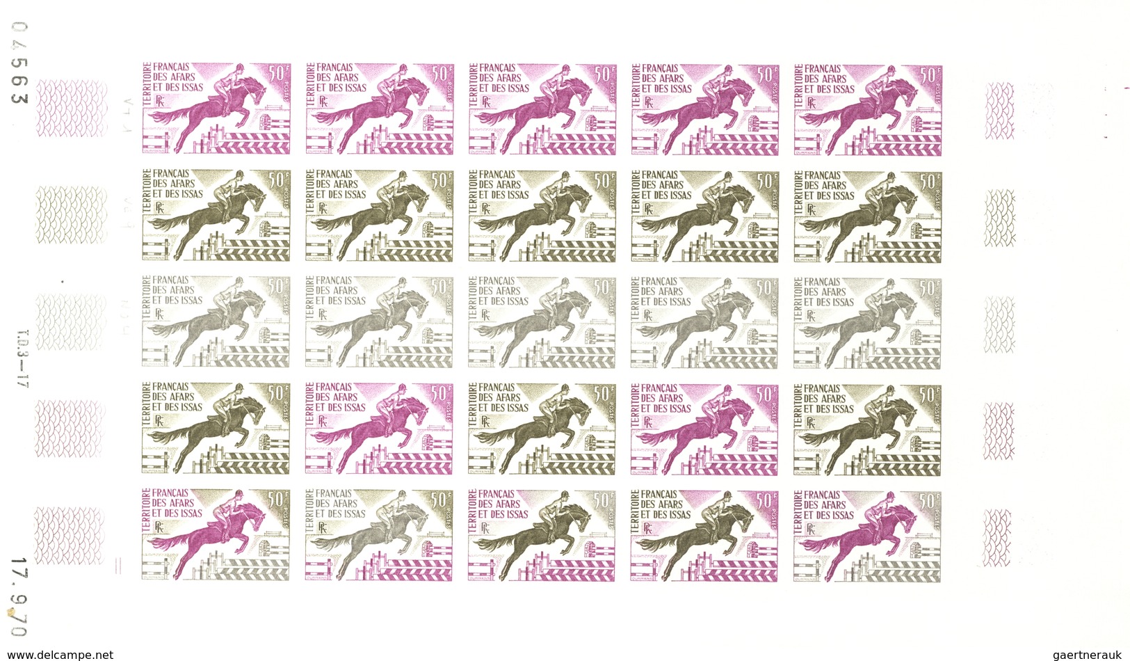 Afar Und Issa: 1969/1977, IMPERFORATE COLOUR PROOFS, MNH Collection Of 52 Complete Sheets (=1.200 Pr - Autres & Non Classés