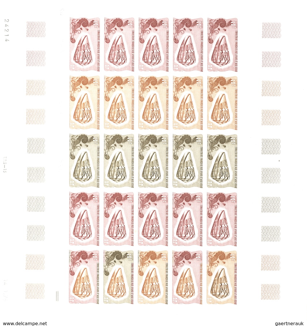 Afar und Issa: 1969/1977, IMPERFORATE COLOUR PROOFS, MNH collection of 52 complete sheets (=1.200 pr