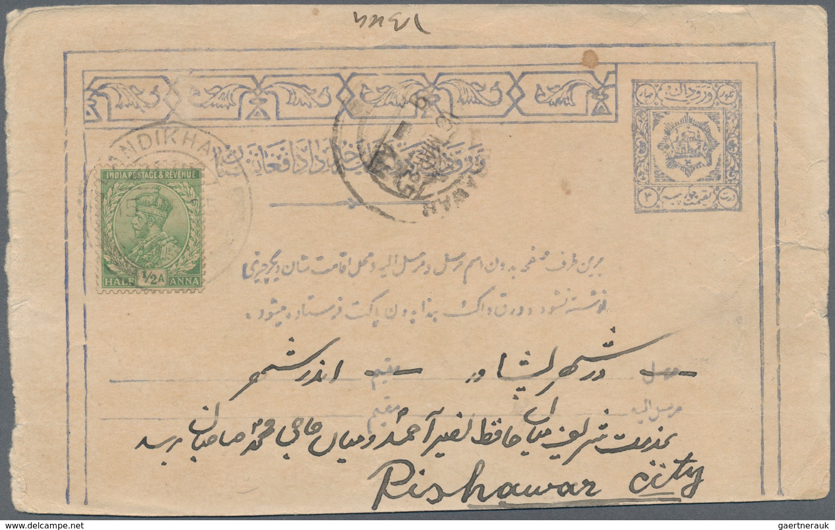 Afghanistan: 1871-1932, Collection of 44 covers, or parts of covers, and postal stationery items, mo