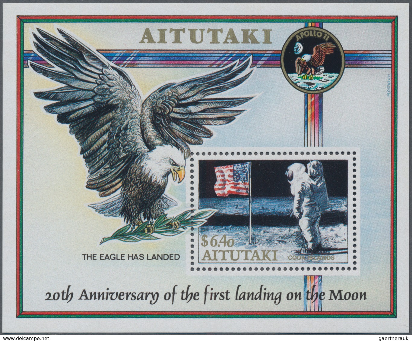 Aitutaki: 1994, Aitutaki, 20th Anniversary Of First Landing On The Moon. 368 X Michel Block 73 Mint - Aitutaki