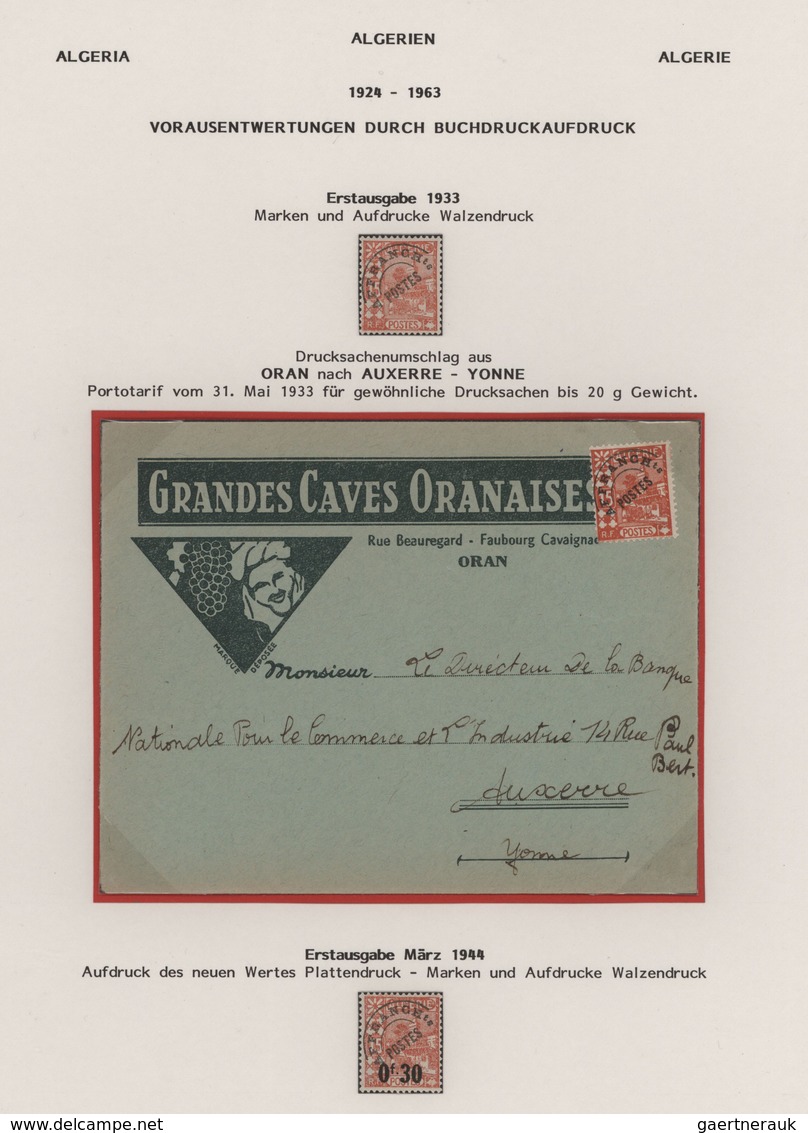 Algerien: 1924/1963, PRECANCELLATIONS (préoblitérés), Specialised Collection/assortment Of Apprx. 68 - Brieven En Documenten