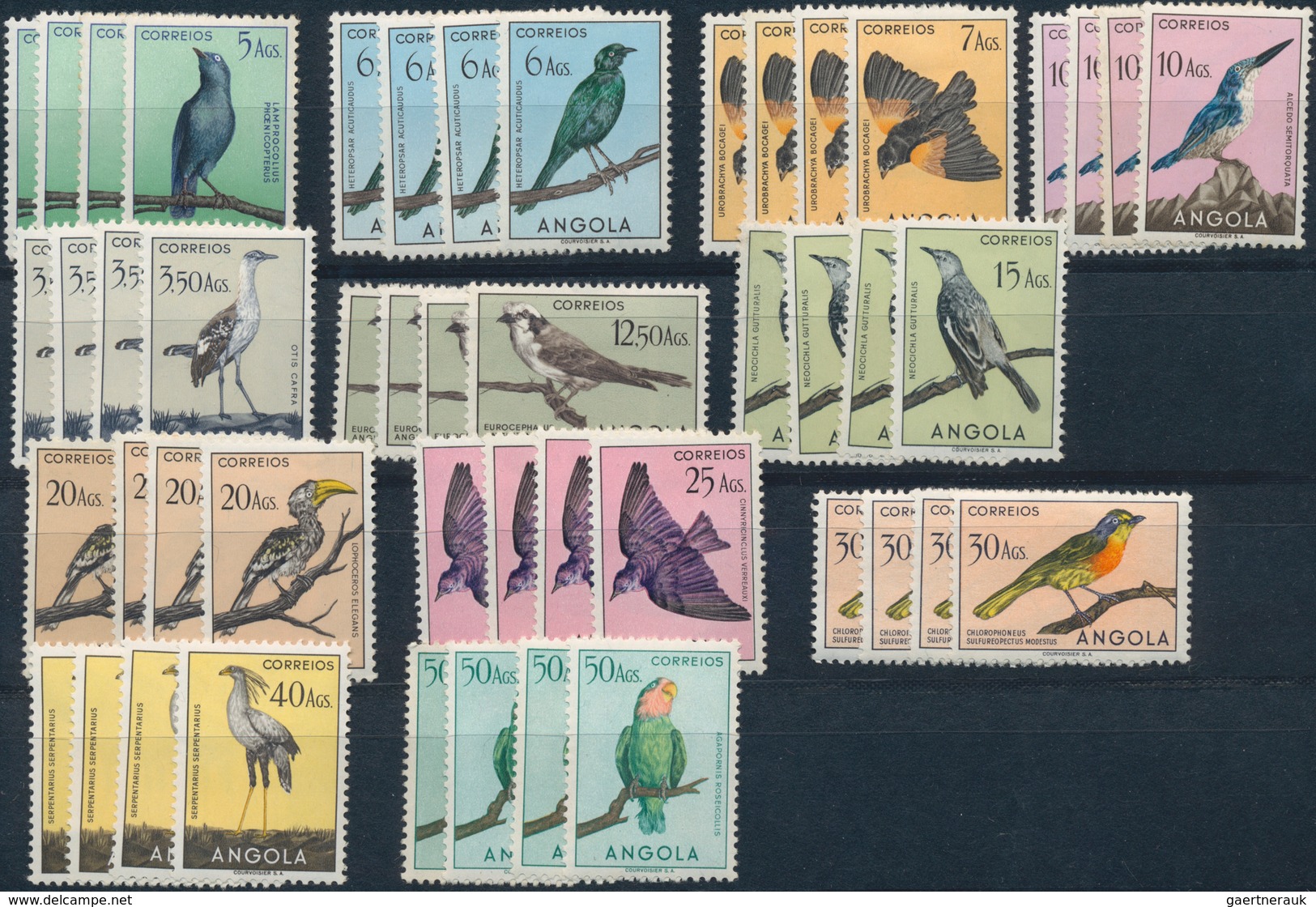 Angola: 1951, BIRDS, Set Of Five Complete Sets In Varying Condition From Mint Never Hinged To Hinged - Angola
