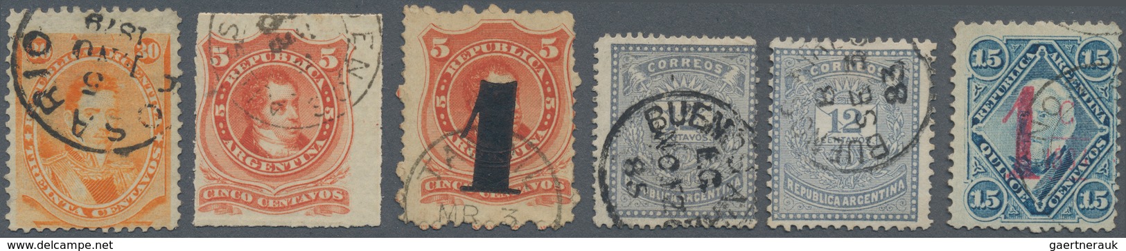 Argentinien: 1867/1884, Duplicated Lot Of Six Different Stamps In Different Quantities Incl. 1867 30 - Altri & Non Classificati