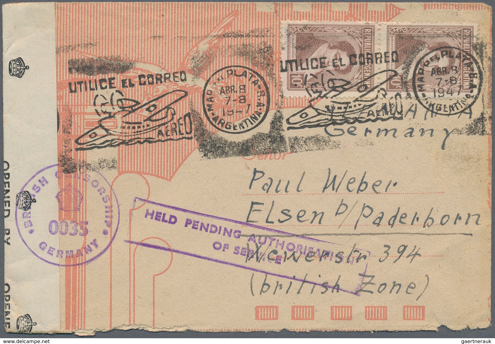Argentinien: 1904/77 (ca.), apprx. 80 covers mostly airmails to Switzerland and some to other Europe