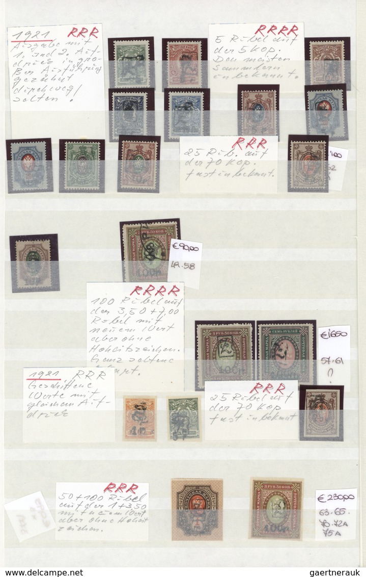 Armenien: 1919-22, Collection in large album including variaties, handstamped perf and imperf stamps