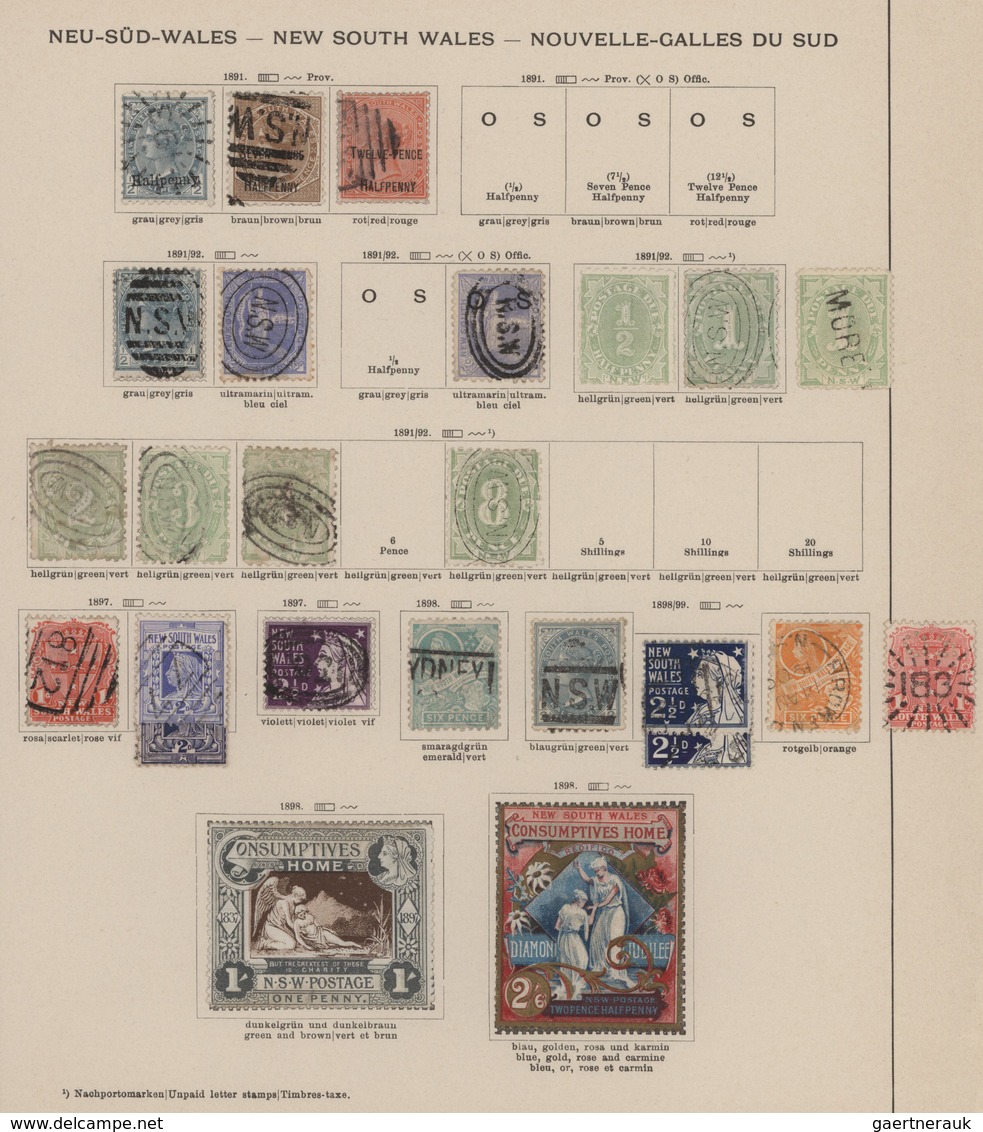 Neusüdwales: 1850/1899, Used And Mint Collection Of Apprx. 90 Stamps On Ancient Album Pages, Well Co - Cartas & Documentos