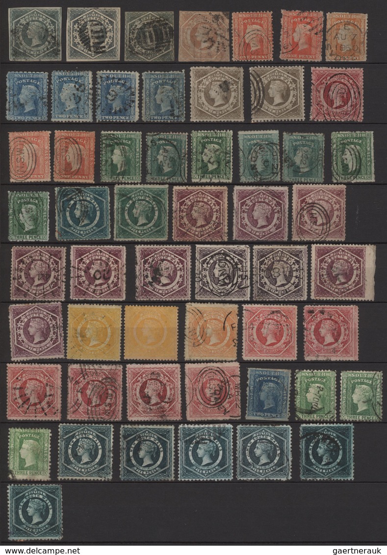 Neusüdwales: 1850/1907, Mainly Used Collection Of Apprx. 680 Stamps, Sorted On Stockpages And Showin - Cartas & Documentos