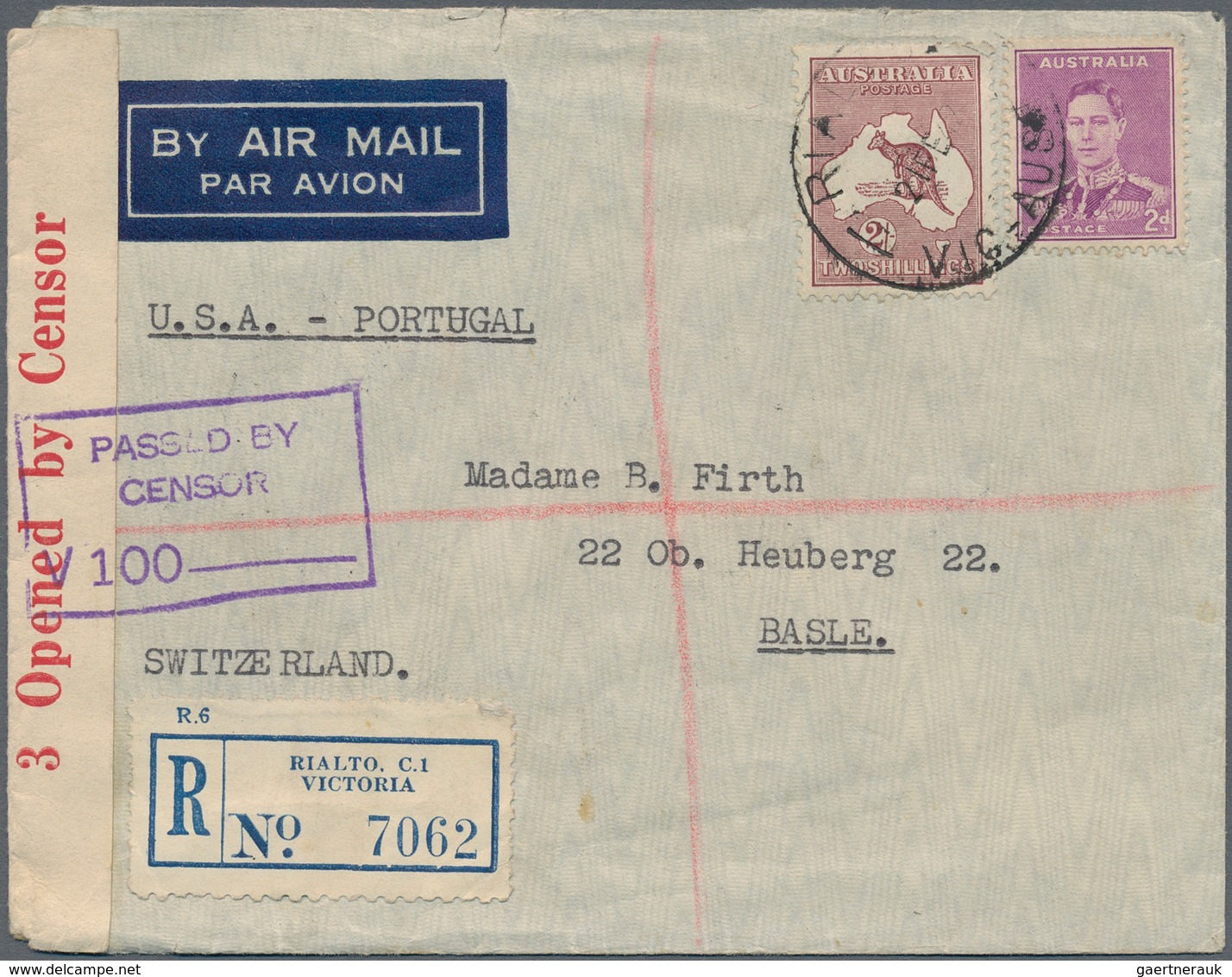 Australien: 1927/66, ca. 90 covers (inc. one ppc) mostly used to Switzerland with WWII censorship us