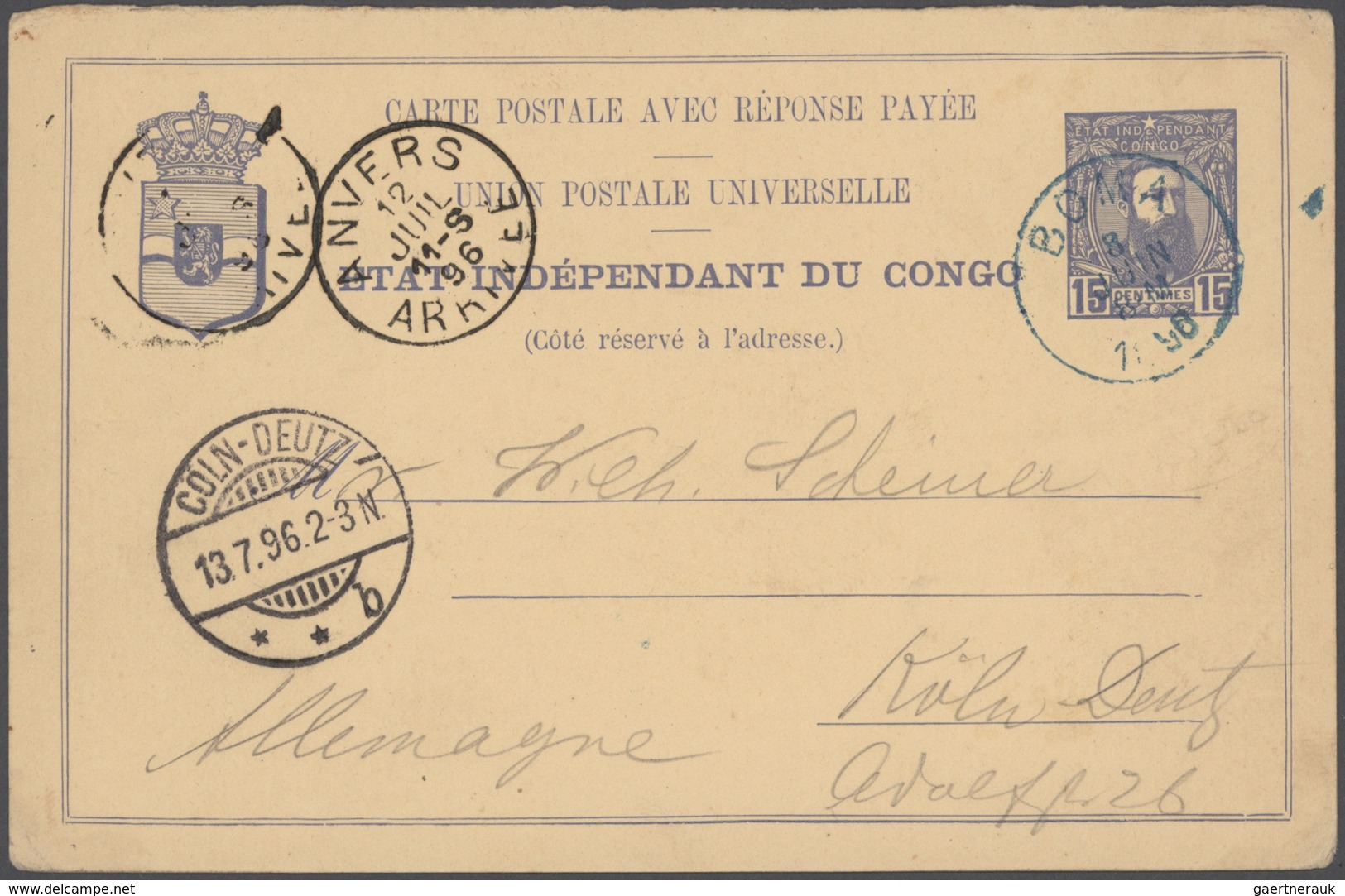 Belgisch-Kongo: 1896-1940's Ca.: Group Of 45 Covers, Postal Stationery Cards, Telegrams And Document - Collections