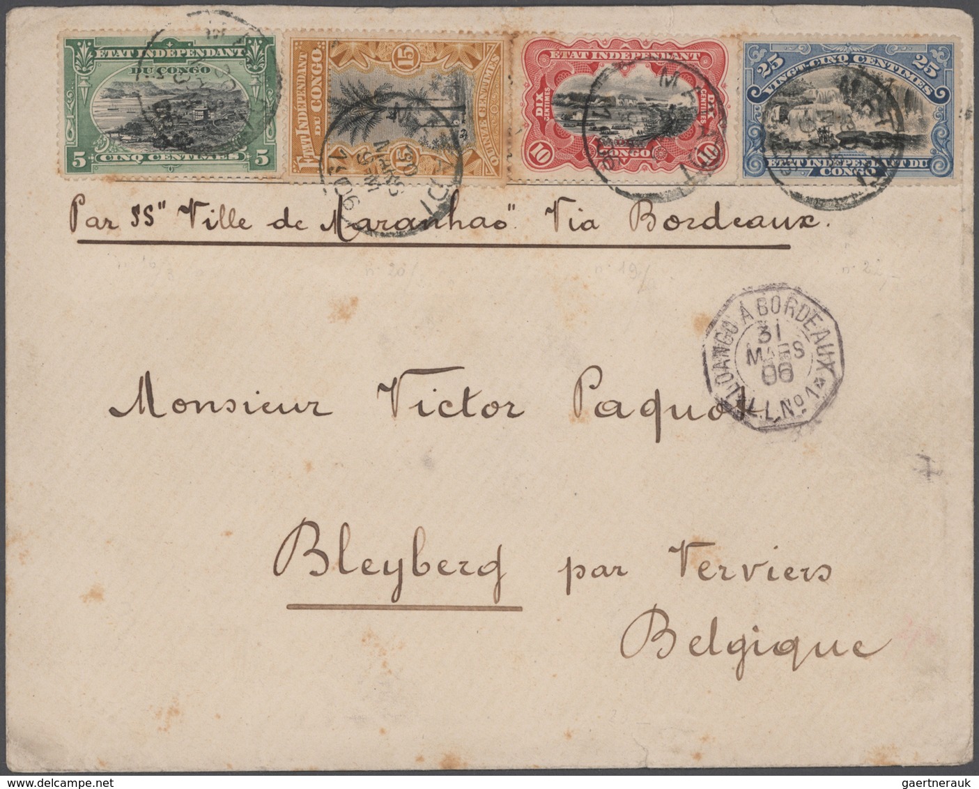 Belgisch-Kongo: 1896-1940's ca.: Group of 45 covers, postal stationery cards, telegrams and document