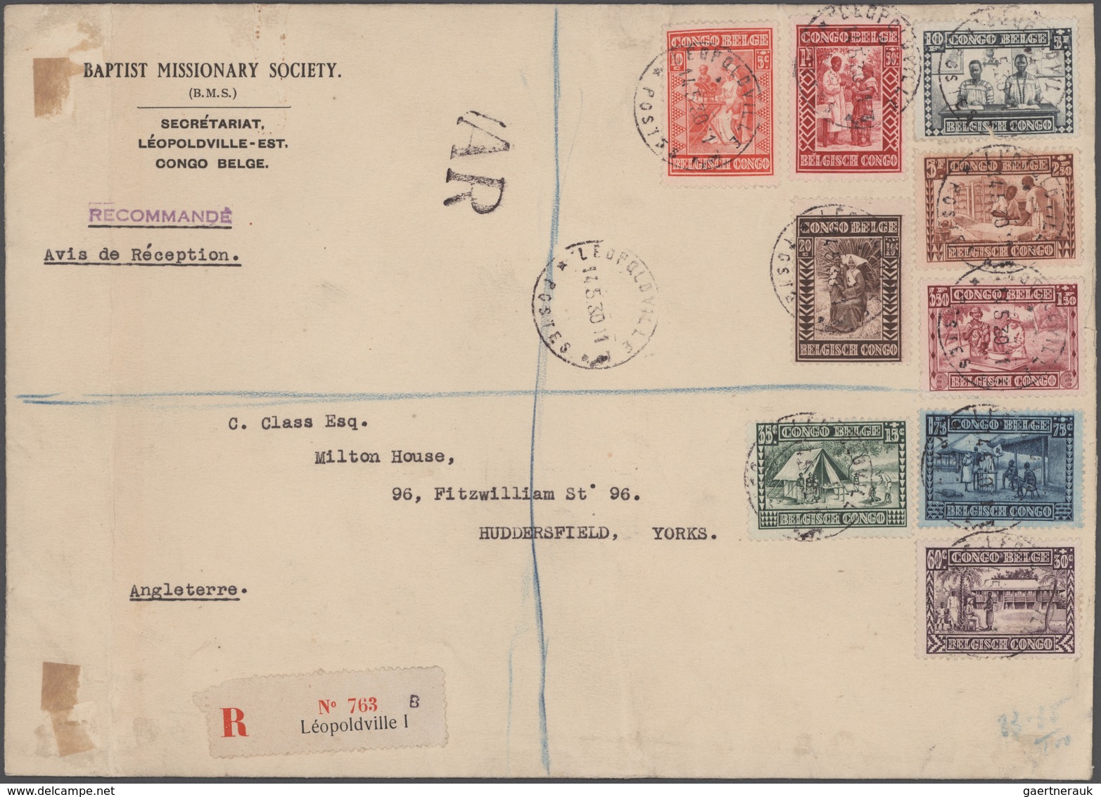 Belgisch-Kongo: 1896-1940's ca.: Group of 45 covers, postal stationery cards, telegrams and document