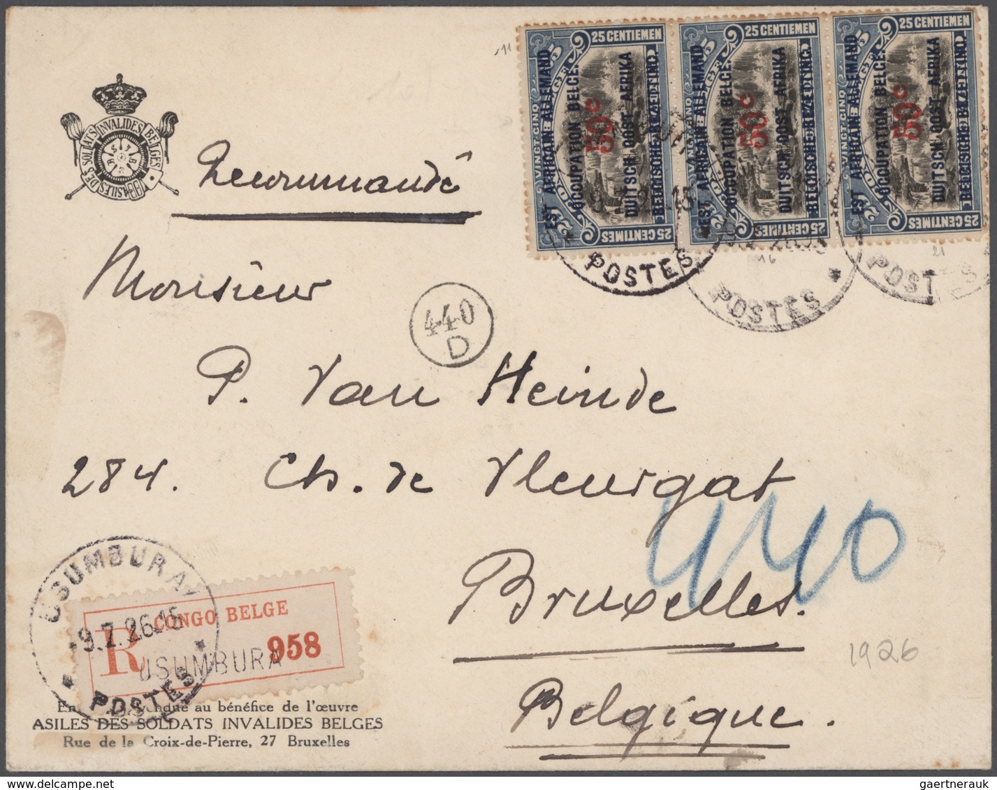 Belgisch-Kongo: 1896-1940's ca.: Group of 45 covers, postal stationery cards, telegrams and document