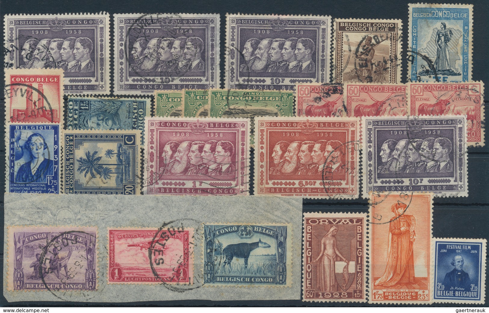 Belgisch-Kongo: 1909/1990, Accumualtion Belgium And Belgian Congo On Stockcards, Mostly Used. Additi - Collections