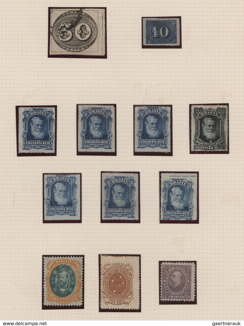 Brasilien: 1843/1900 (ca.), Used And Mint Collection Of 41 Stamps On Album Pages, Comprising E.g. Bu - Oblitérés