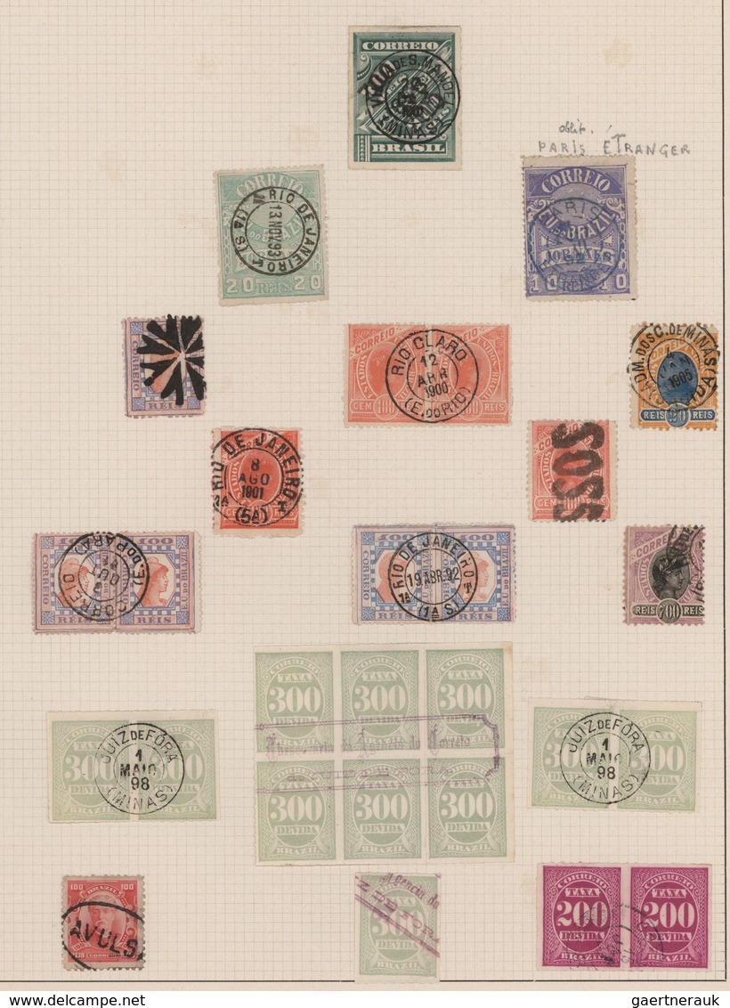 Brasilien: 1843/1900 (ca.), Used And Mint Collection Of 41 Stamps On Album Pages, Comprising E.g. Bu - Oblitérés