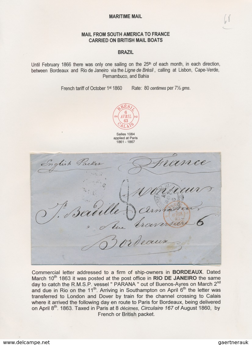 Brasilien: 1863-1870 Five Stampless Covers From Brazil To France, Sent 1) From Pernambuco To Reims B - Gebraucht