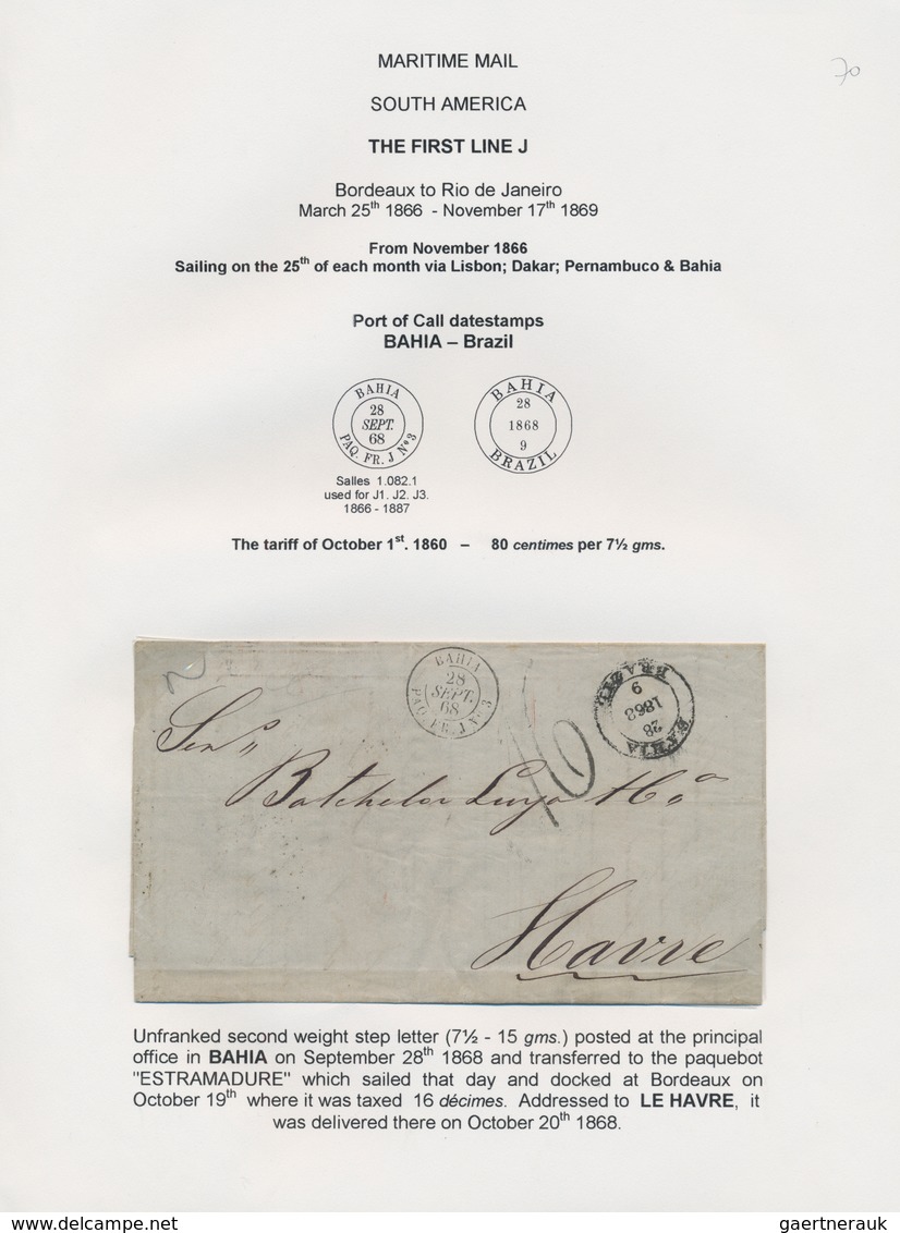 Brasilien: 1863-1870 Five Stampless Covers From Brazil To France, Sent 1) From Pernambuco To Reims B - Gebraucht
