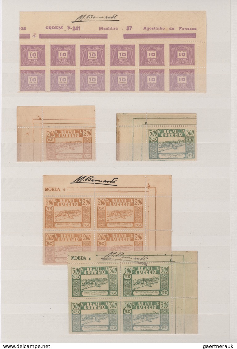 Brasilien: 1919/1958, MARGIN IMPRINTS, Splendid Mint Collection Of 225 Units Up To Blocks Of 70, Sho - Oblitérés