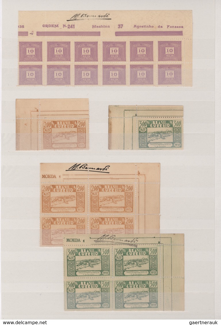 Brasilien: 1919/1958, MARGIN IMPRINTS, Splendid Mint Collection Of 225 Units Up To Blocks Of 70, Sho - Gebruikt