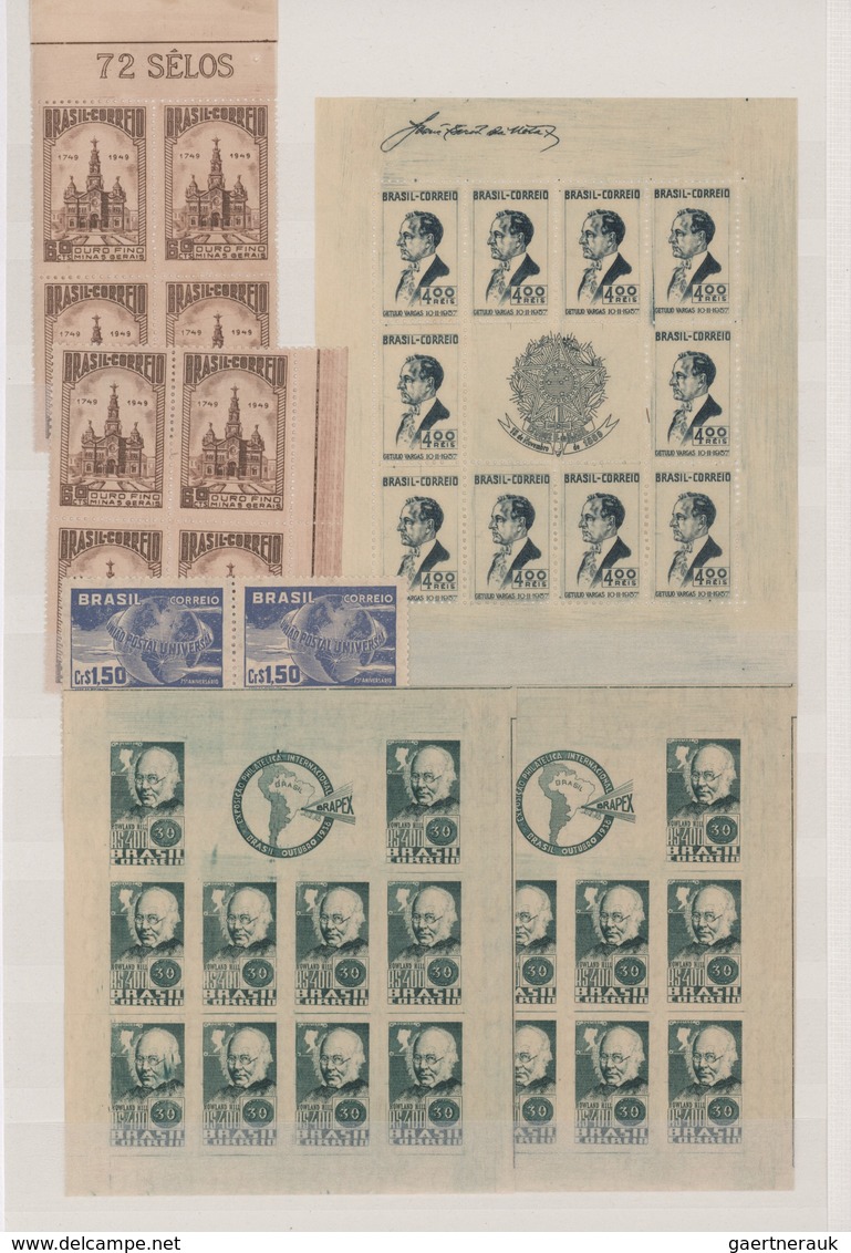 Brasilien: 1920/1955 (ca.), Mint Accumulation Of Apprx. 2.100 Stamps Mainly Within (large) Multiples - Usados