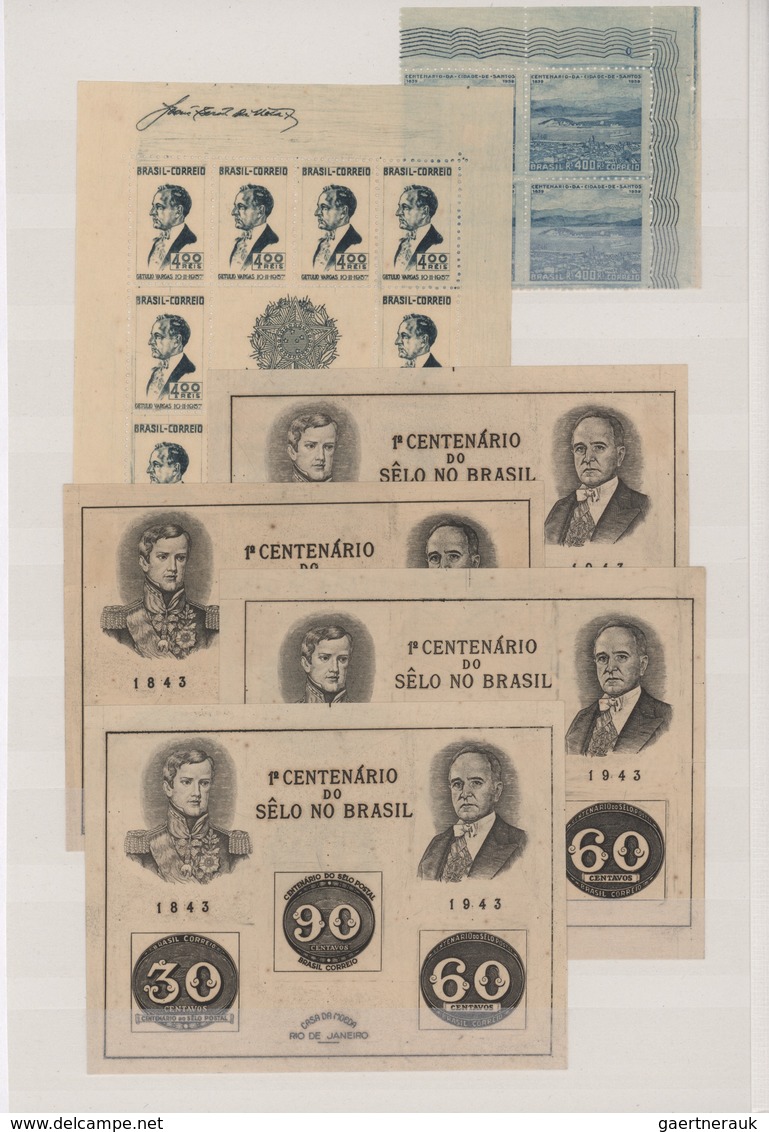 Brasilien: 1920/1955 (ca.), Mint Accumulation Of Apprx. 2.100 Stamps Mainly Within (large) Multiples - Usados