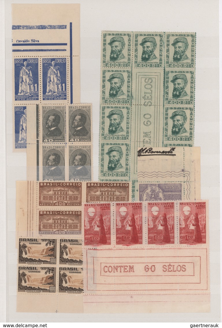 Brasilien: 1920/1955 (ca.), Mint Accumulation Of Apprx. 2.100 Stamps Mainly Within (large) Multiples - Usados