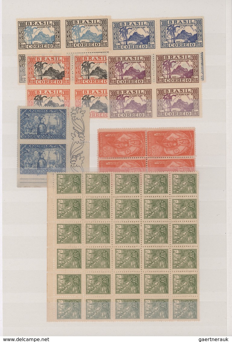 Brasilien: 1920/1955 (ca.), Mint Accumulation Of Apprx. 2.100 Stamps Mainly Within (large) Multiples - Usati
