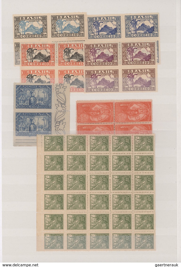 Brasilien: 1920/1955 (ca.), Mint Accumulation Of Apprx. 2.100 Stamps Mainly Within (large) Multiples - Gebruikt