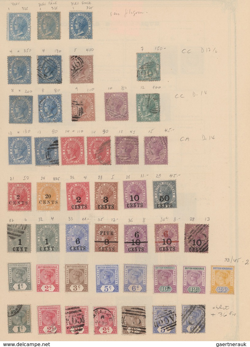 Britisch-Honduras: 1865/1960 (ca.), Used And Mint Collection On Ancient Album Pages, Showing A Good - British Honduras (...-1970)