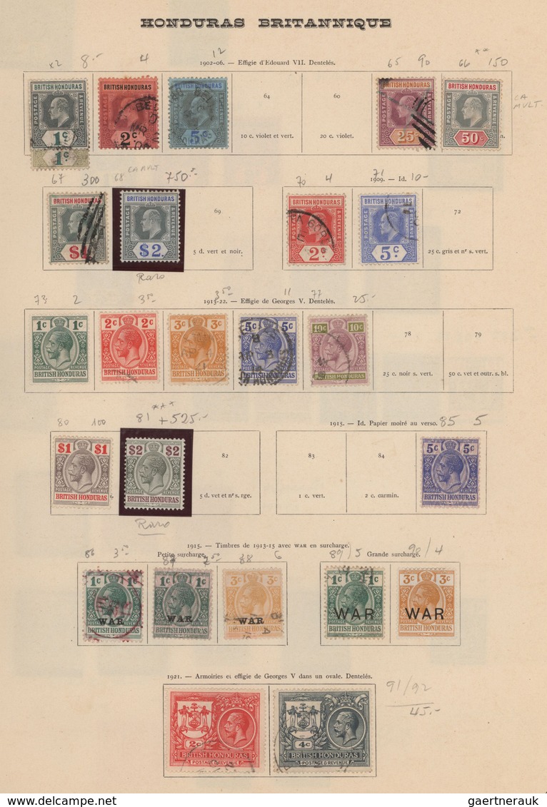Britisch-Honduras: 1865/1960 (ca.), Used And Mint Collection On Ancient Album Pages, Showing A Good - Honduras Britannique (...-1970)