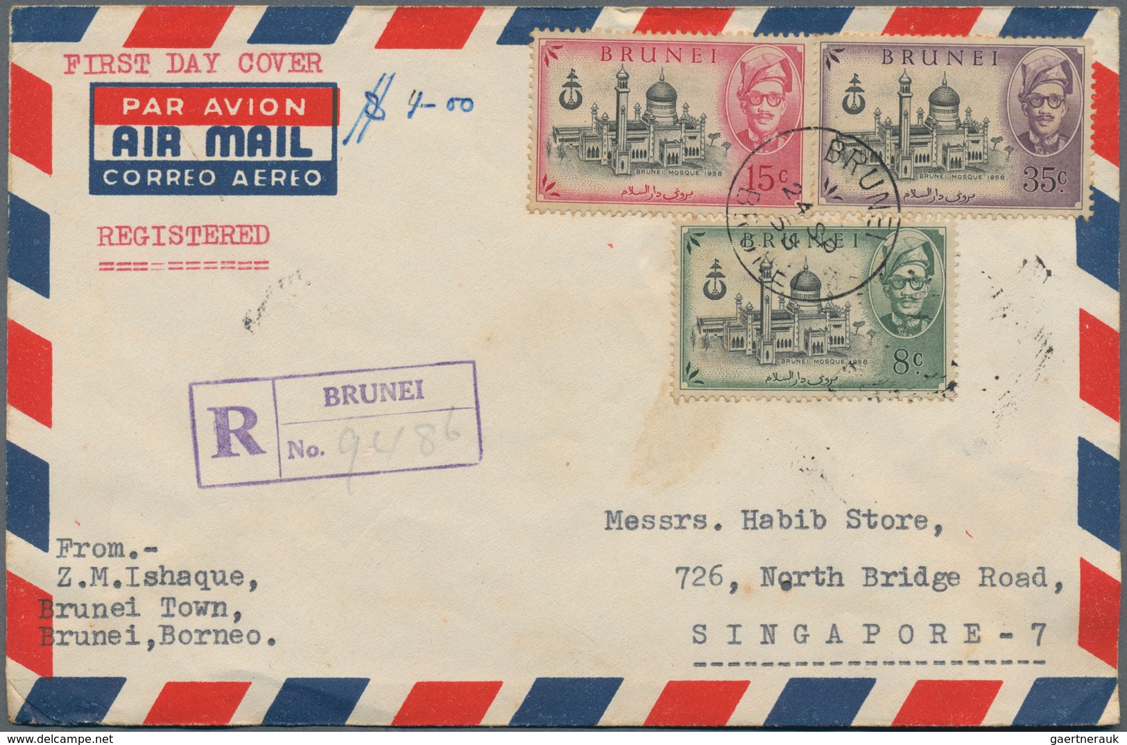 Brunei: 1950's-80's Ca.: About 100 Covers From Various Brunei Post Offices, Including Many Registere - Brunei (1984-...)