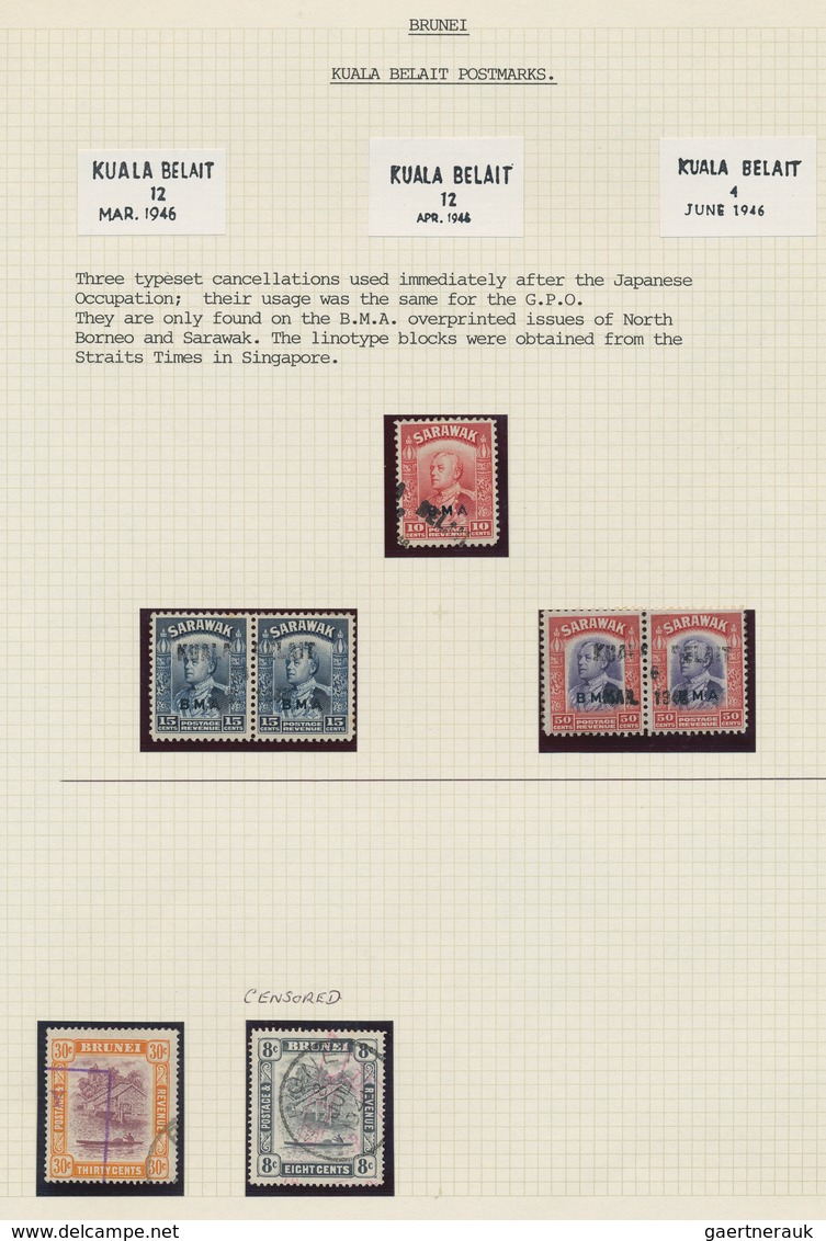 Brunei - Stempel: 1910/1946 (ca.), Specialised Collection Of 30 Stamps On Album Page, Incl. Three St - Brunei (1984-...)