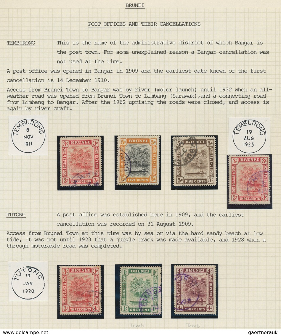 Brunei - Stempel: 1910/1946 (ca.), Specialised Collection Of 30 Stamps On Album Page, Incl. Three St - Brunei (1984-...)