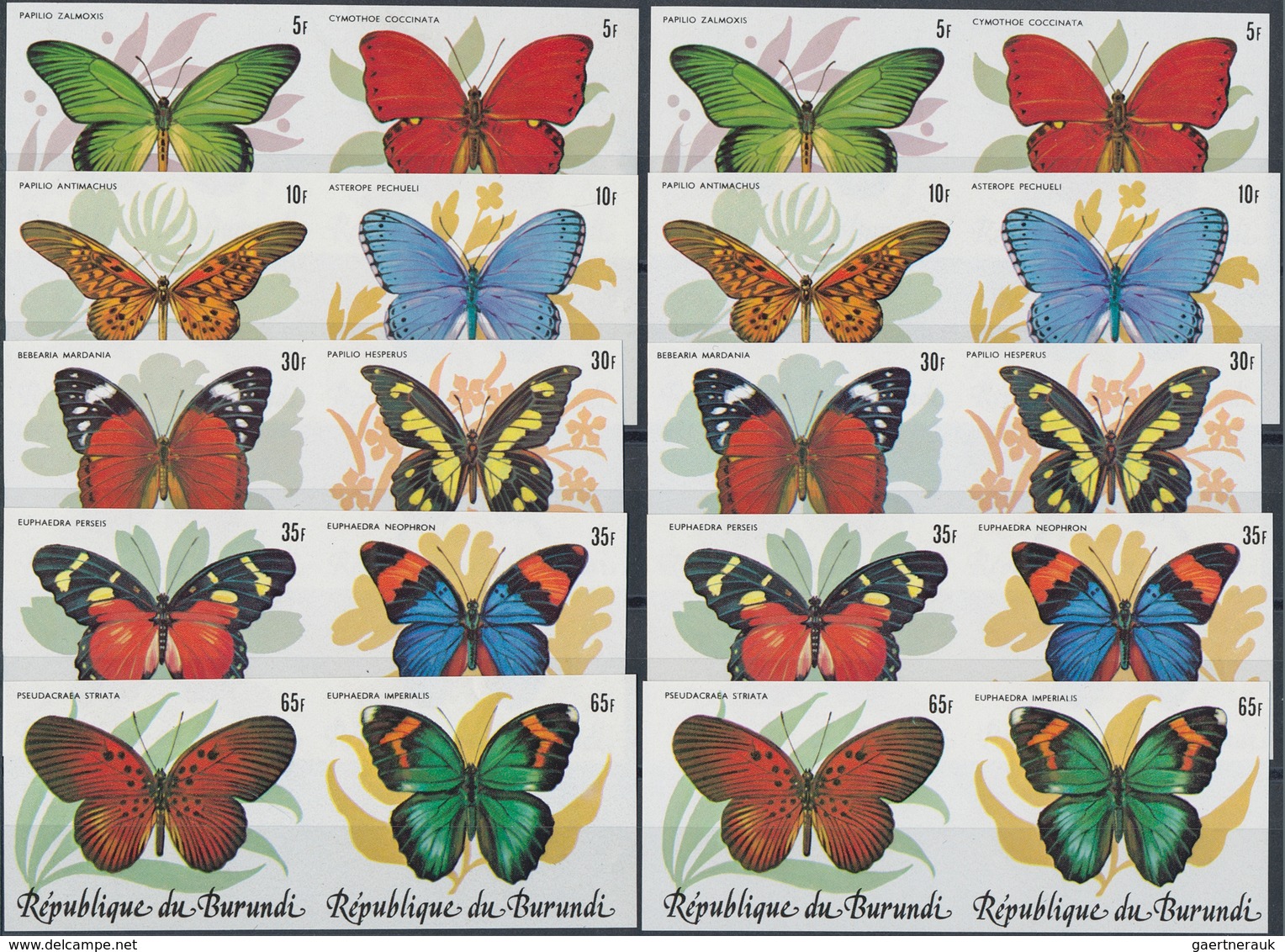 Burundi: 1970/1992. Lot of 9,895 IMPERFORATE stamps, souvenir and miniature sheets showing various i