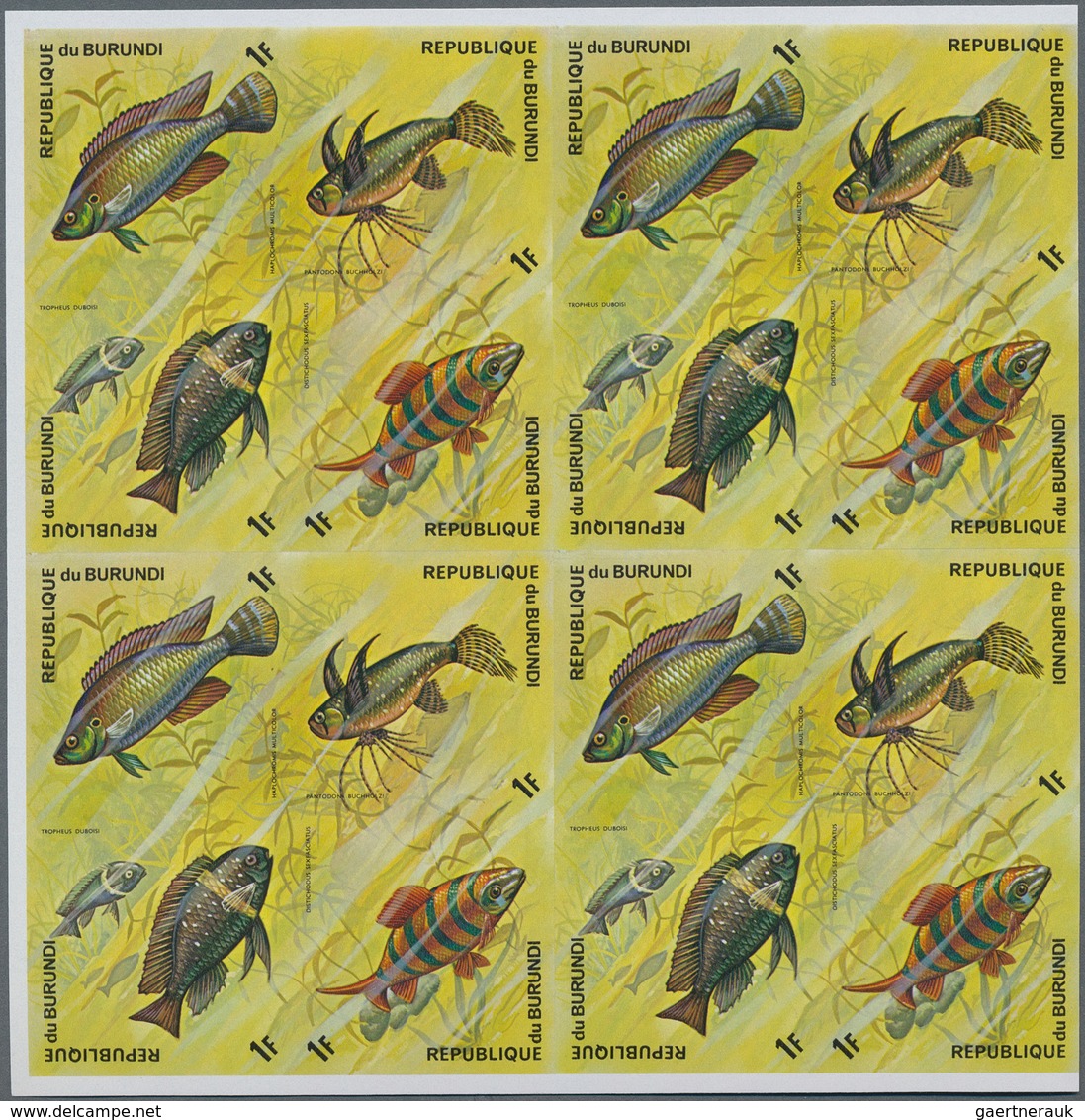 Burundi: 1970/1992. Lot of 9,895 IMPERFORATE stamps, souvenir and miniature sheets showing various i