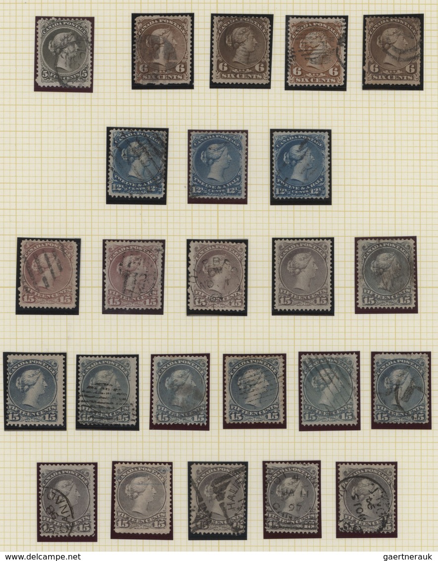 Canada / Kanada: 1868/1890 (ca.), Large QV Heads, Mint And Used Collection Of 47 Stamps On Album Pag - Verzamelingen