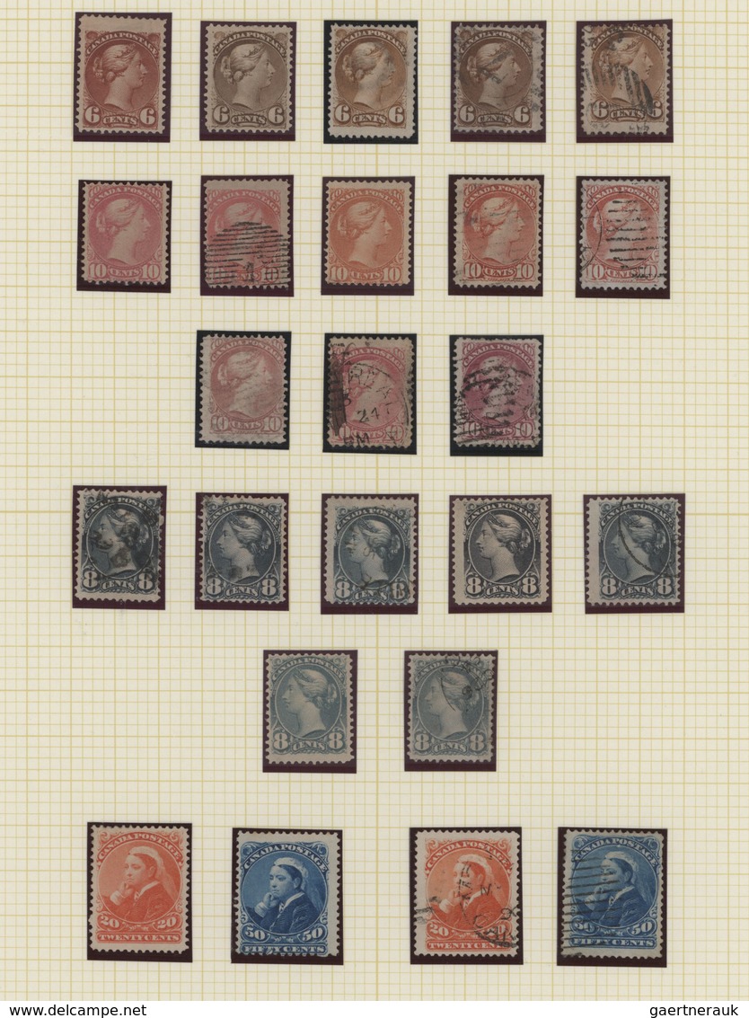 Canada / Kanada: 1870/1893 (ca.), Small QV Heads, Mint And Used Collection Of 50 Stamps On Album Pag - Collections