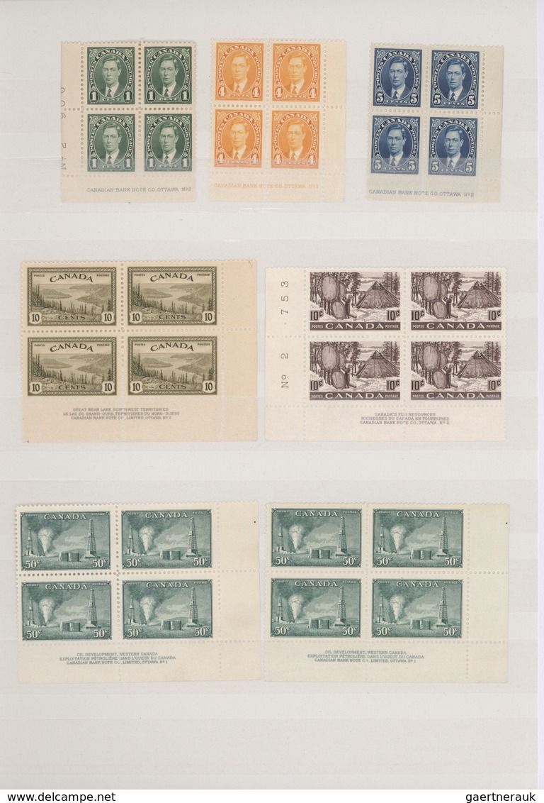 Canada / Kanada: 1937/1995, U/m Collection Of Apprx. 767 PLATE BLOCKS, Neatly Sorted In Six Stockboo - Collections