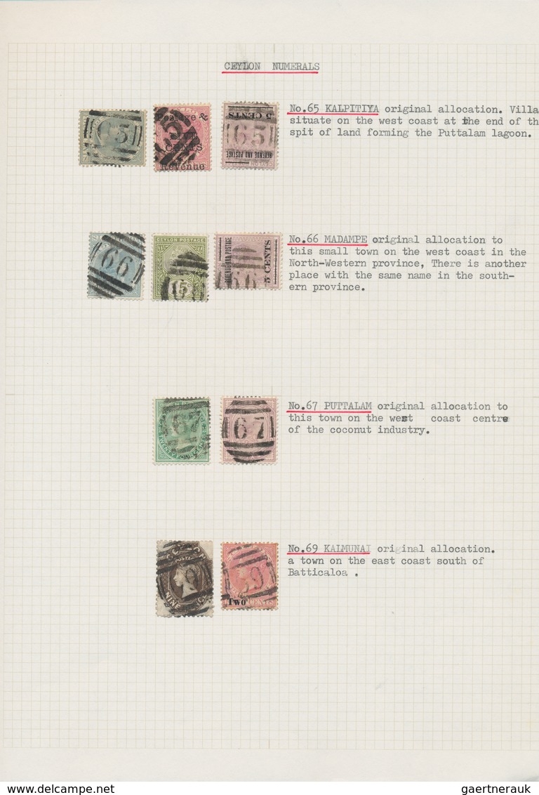 Ceylon / Sri Lanka: 1870/1890 (ca.), THE POSTMARKS OF CEYLON - LETTER AND NUMERAL CANCELLATIONS, Col - Sri Lanka (Ceilán) (1948-...)