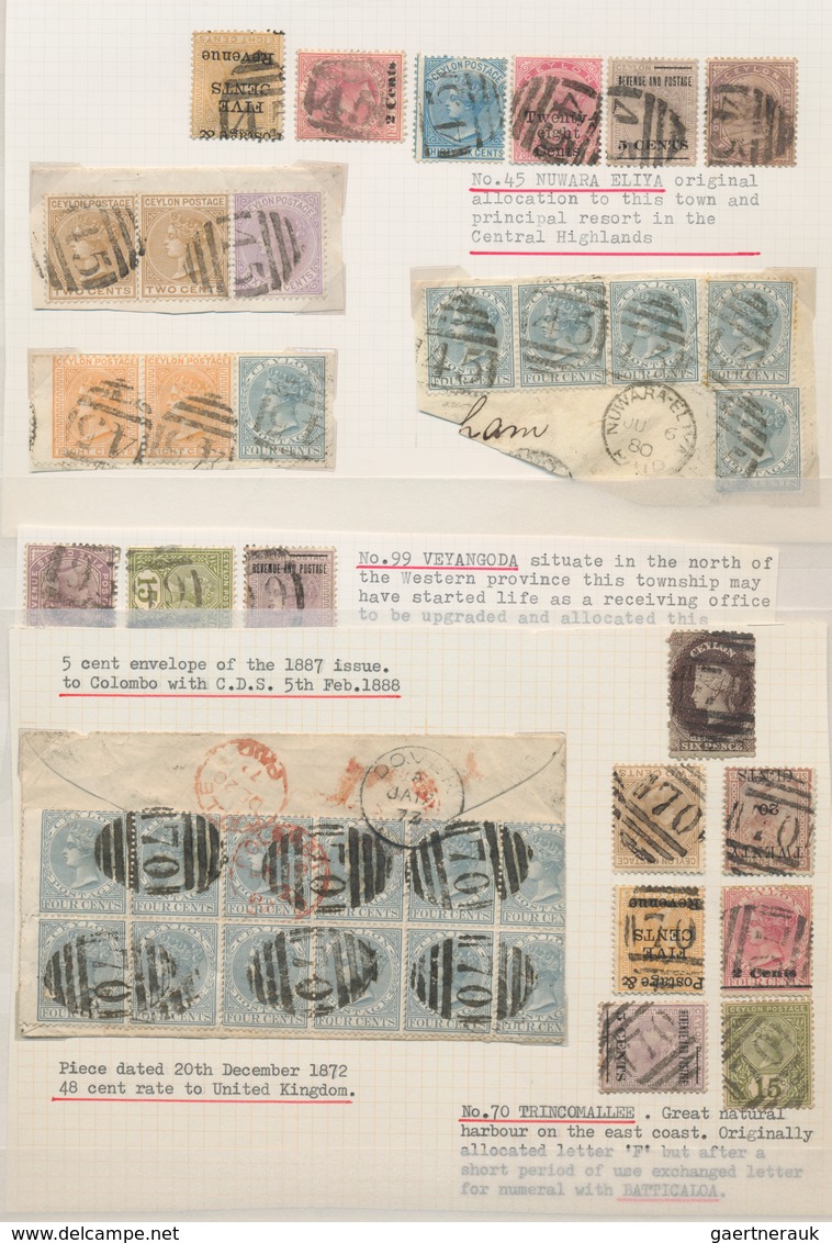 Ceylon / Sri Lanka: 1870/1890 (ca.), THE POSTMARKS OF CEYLON - LETTER AND NUMERAL CANCELLATIONS, Col - Sri Lanka (Ceylon) (1948-...)