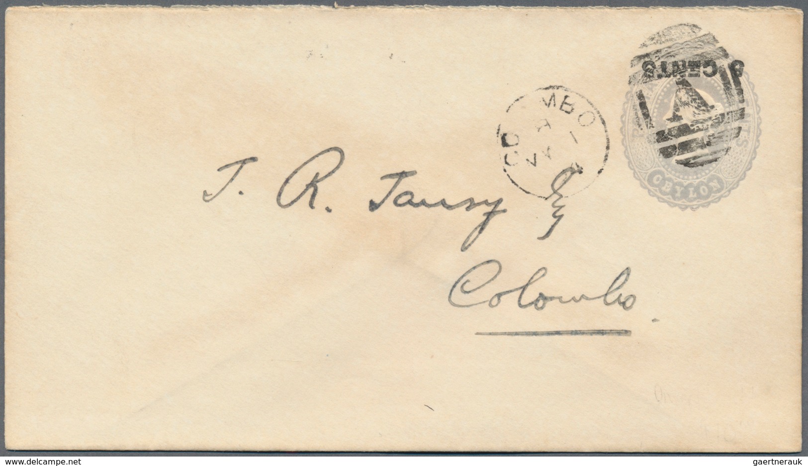 Ceylon / Sri Lanka: 1885-88 Postal Stationery Provisionals: Collection Of 20 P/s Envelopes 5c. On 4c - Sri Lanka (Ceylan) (1948-...)