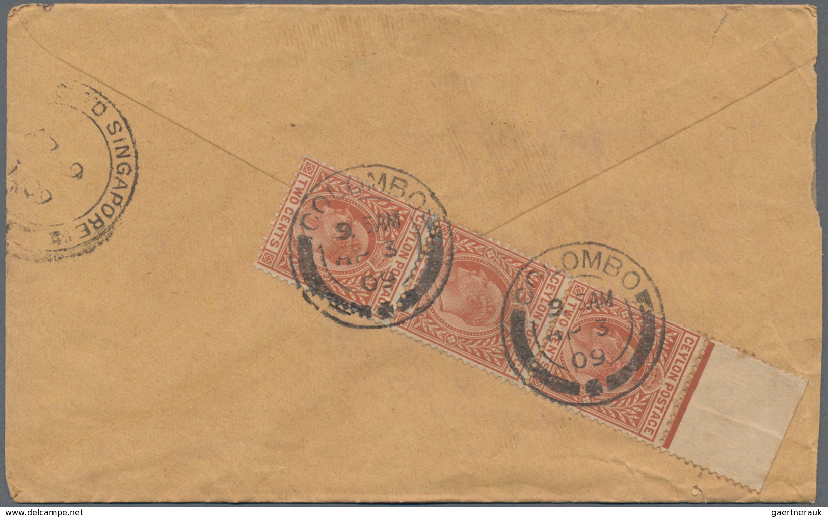 Ceylon / Sri Lanka: 1900's-1910's (mostly): More Than 70 Covers, Most Of Them Sent To Straits Settle - Sri Lanka (Ceylan) (1948-...)