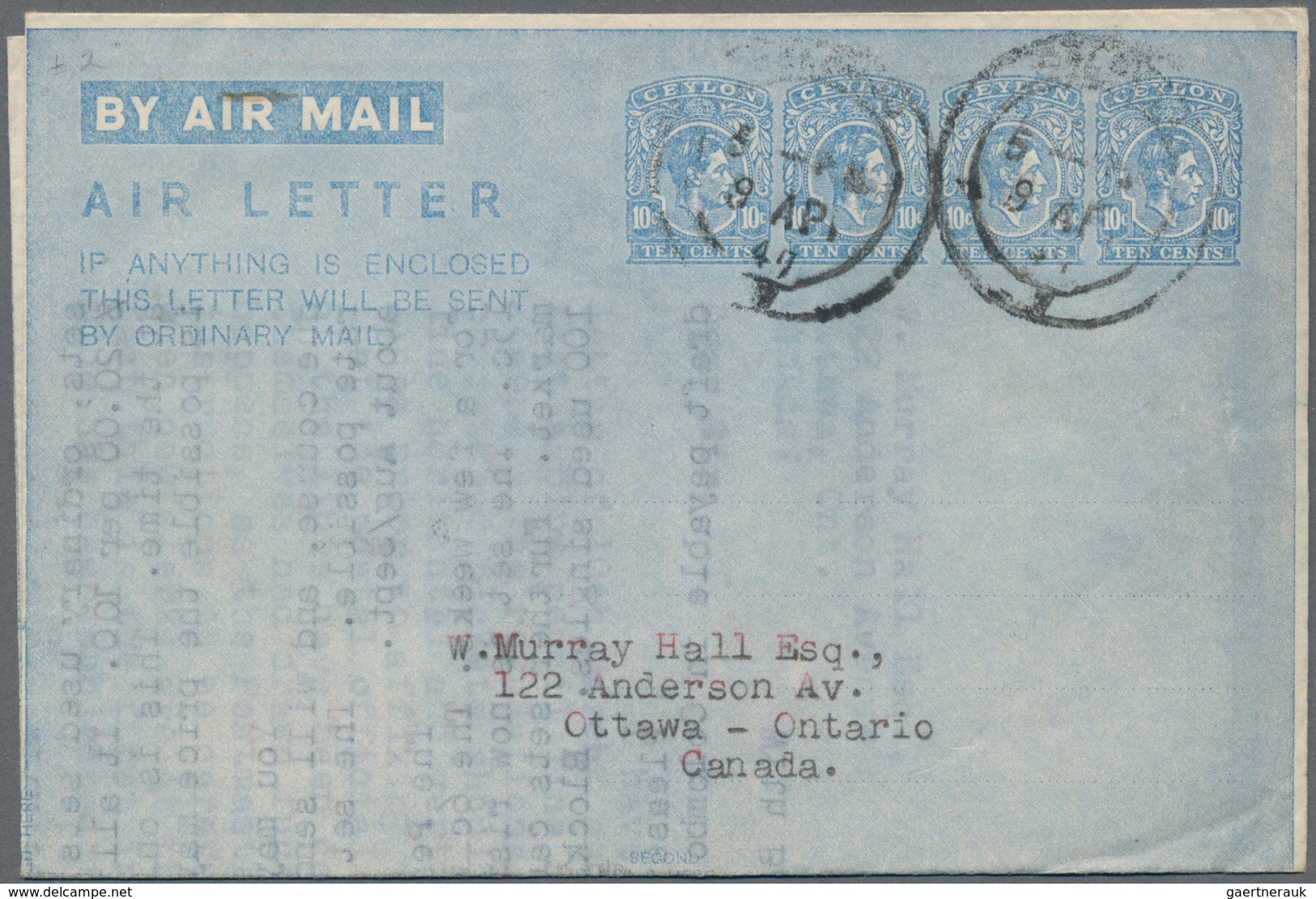 Ceylon / Sri Lanka: 1945-1952 AIR LETTERS: Group Of 35 KGVI. Air Letters, From 4x10c. To 35c., 22 Of - Sri Lanka (Ceilán) (1948-...)