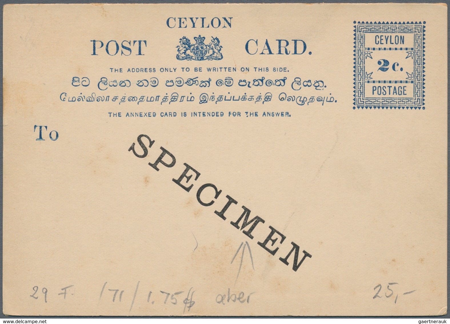 Ceylon - Ganzsachen: 1850's-1950's: Collection And Accumulation Of About 800 Postal Stationery Cards - Sonstige & Ohne Zuordnung