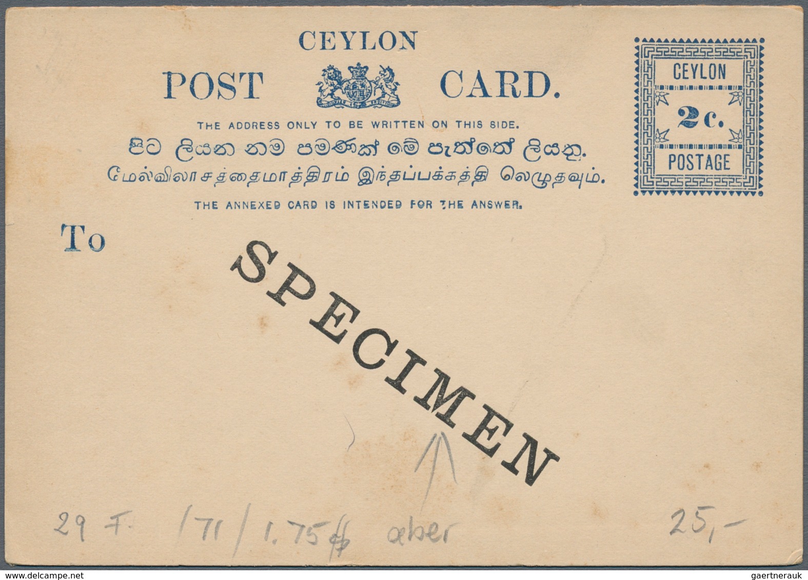 Ceylon - Ganzsachen: 1850's-1950's: Collection And Accumulation Of About 800 Postal Stationery Cards - Andere & Zonder Classificatie