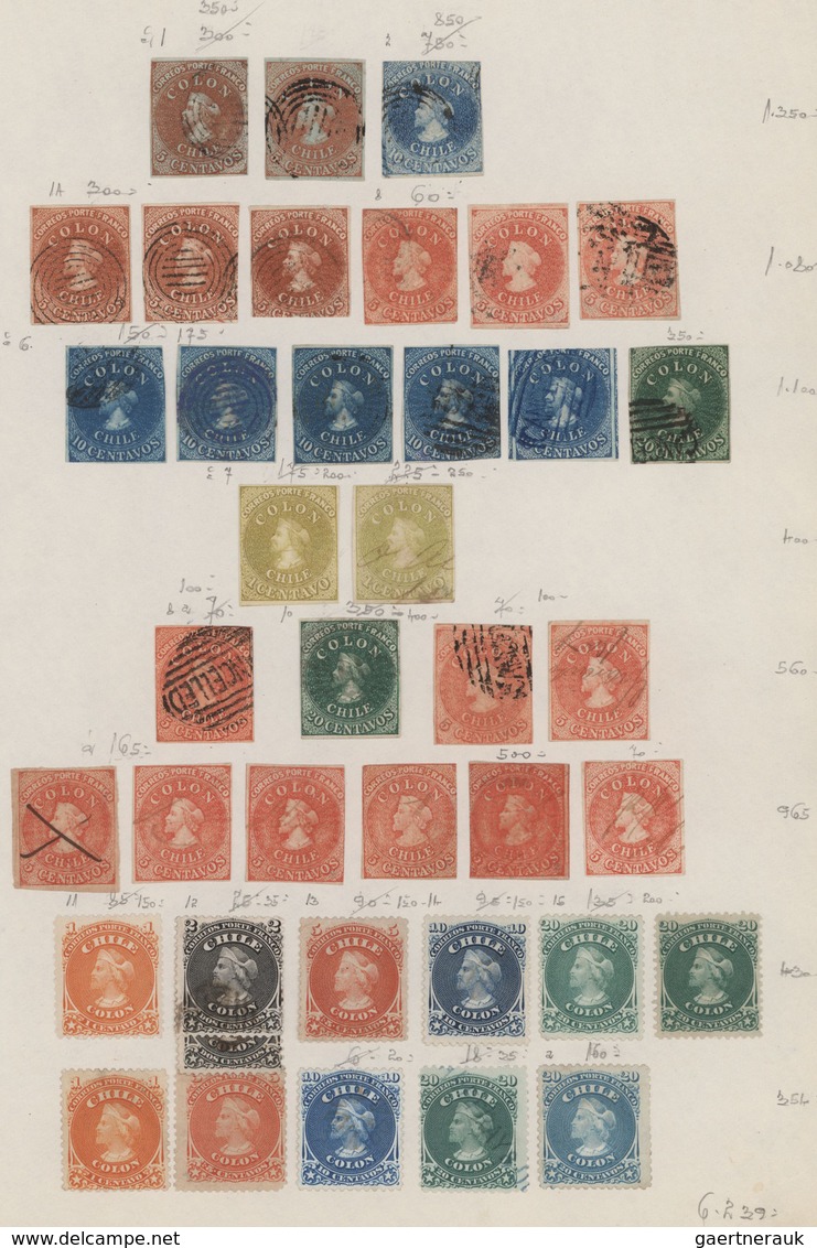 Chile: 1853/1960 (ca.), Used And Unused Collection On Album Pages With Main Value In The Classic And - Chili