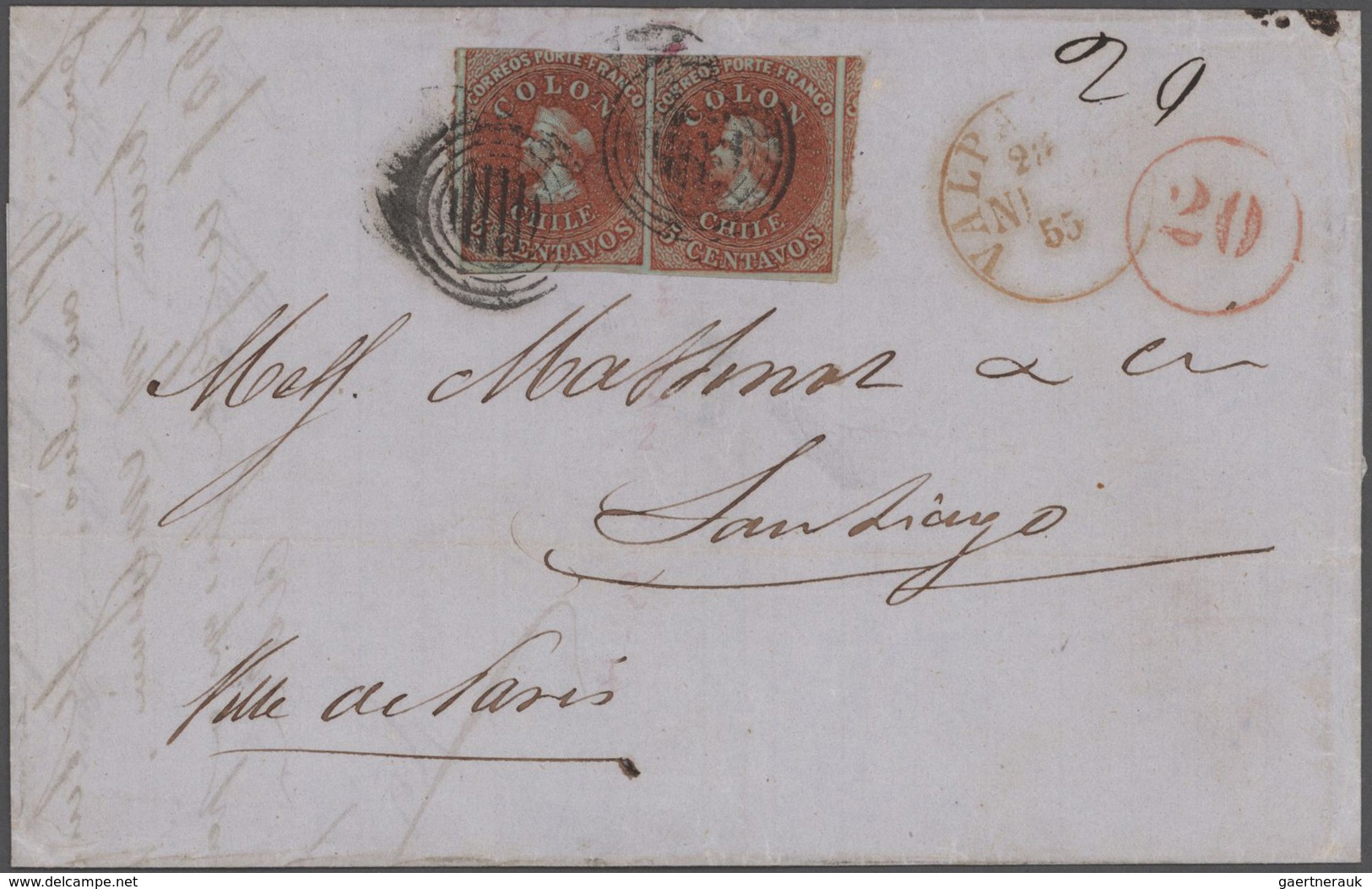 Chile: 1855/1907 (ca.), Assortment Of 18 Entires, Main Value In The Imperforate COLON HEADS Incl. A - Chile